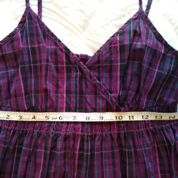 Deep purple plaid Converse One Star Cotton Sundress Sz S - Picture 5 of 10